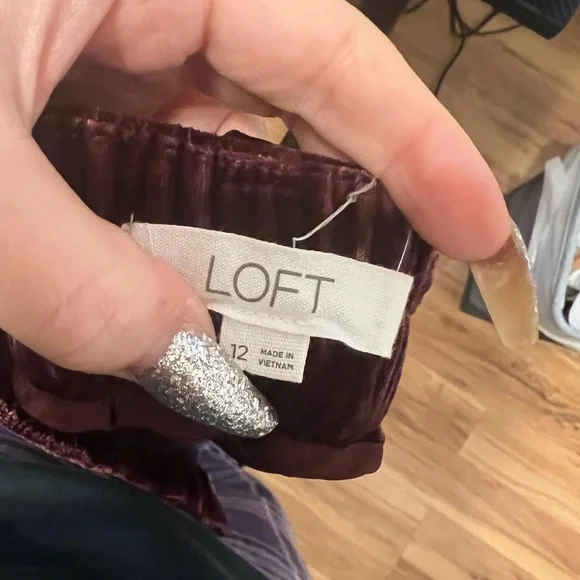 Pleated Tapered Pants in Velvet
Size 12 burgundy
Loft brand - Picture 6 of 8